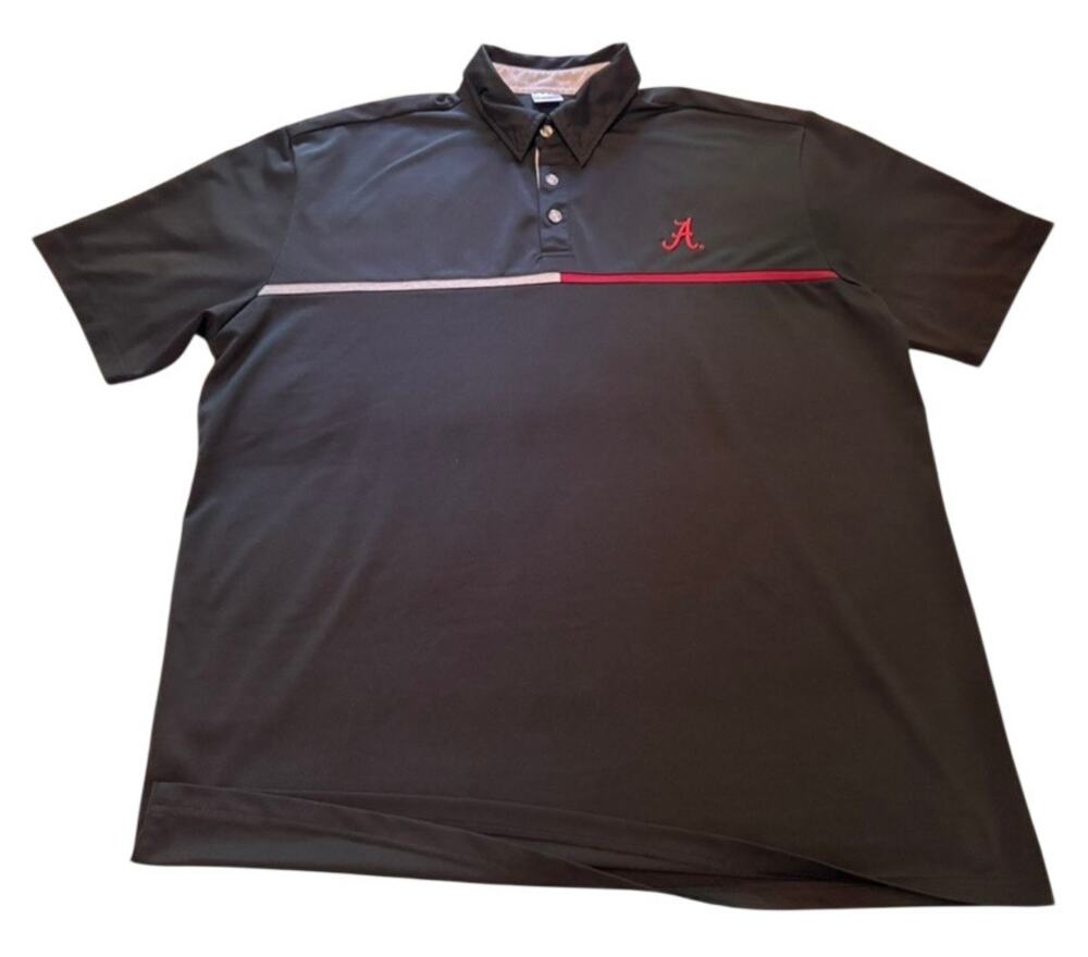 Alabama Crimson Tide Polo Shirt Mens 2XL Black Gray NCAA Embroidered Logo